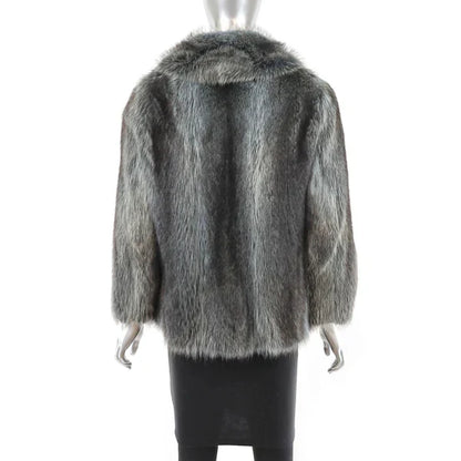 Women's Grey Raccoon Fur Jacket - Luxury Winter Outerwear