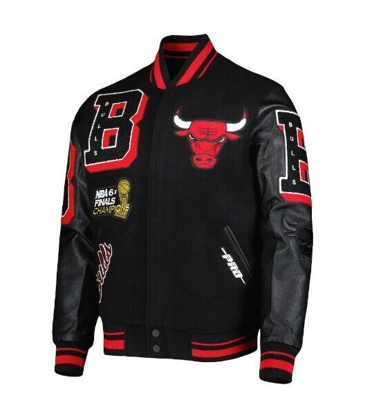 Men,s Black Chicago Pro Standard Bulls Mash Up Varsity Jacket