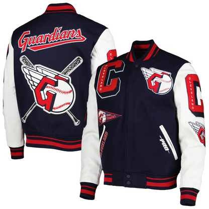 Men's Letterman Cleveland Guardians Standard Navy and White Varsity Jacket