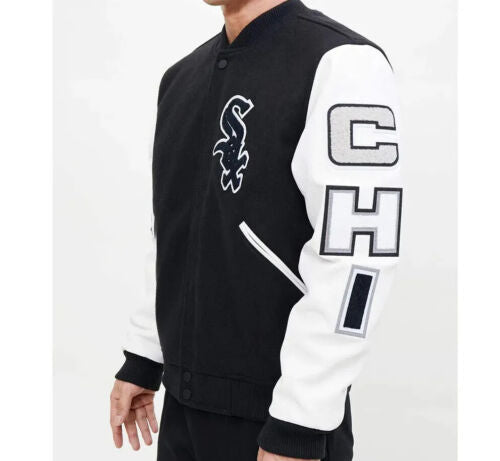 Letterman Chicago White Sox Black and White Varsity Jacket