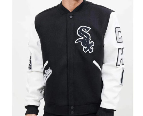 Letterman Chicago White Sox Black and White Varsity Jacket