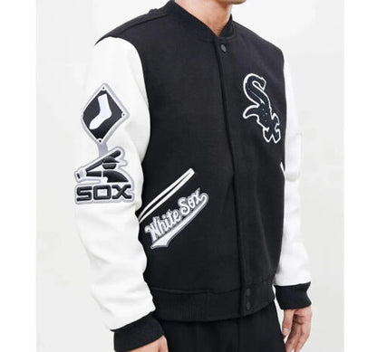 Letterman Chicago White Sox Black and White Varsity Jacket