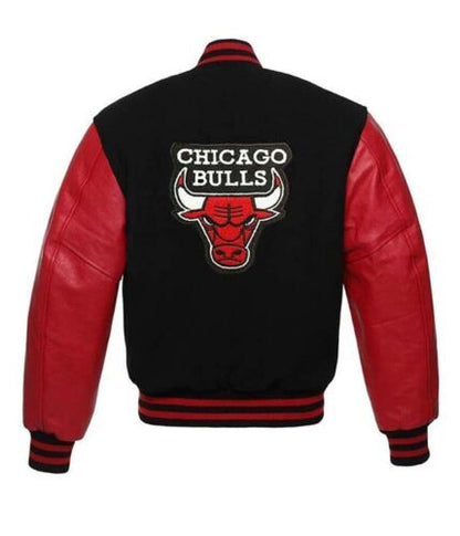 Letterman Chicago Bulls Varsity Black and Red Jacket