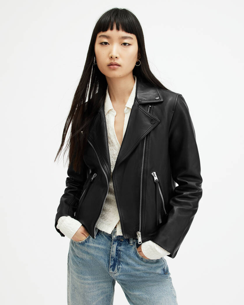 Dalby Slim Fit Leather Biker Jacket