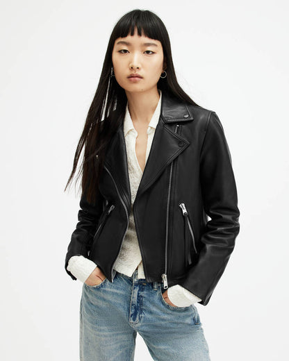 Dalby Slim Fit Leather Biker Jacket