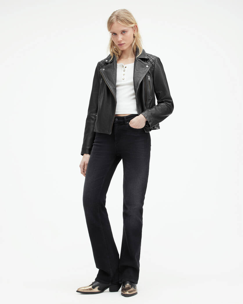 Dalby Slim Fit Leather Biker Jacket