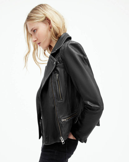 Dalby Slim Fit Leather Biker Jacket