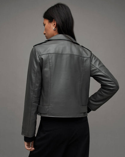 Balfern Belted Hem Leather Biker Jacket