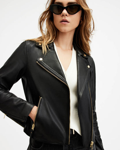 Dalby Slim Fit Leather Biker Jacket