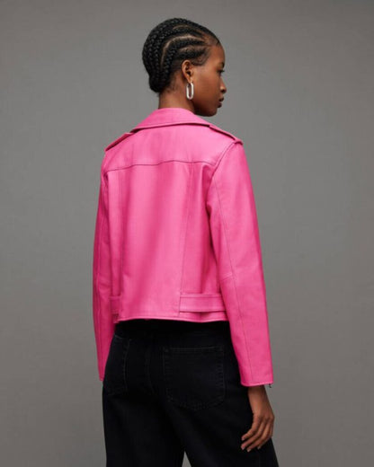 Balfern Belted Hem Leather Biker Jacket