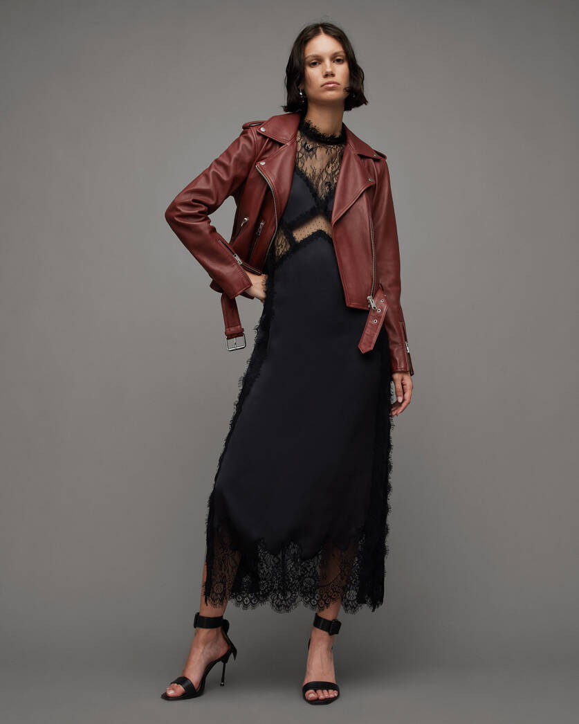 Balfern Belted Hem Leather Biker Jacket