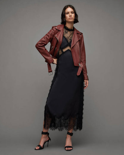 Balfern Belted Hem Leather Biker Jacket