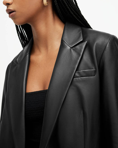 Deri Single Breasted Leather Blazer