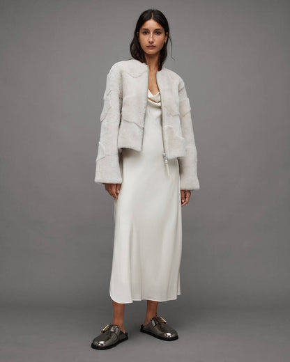 Off White Hania Relaxed Fit Shearling Jacket