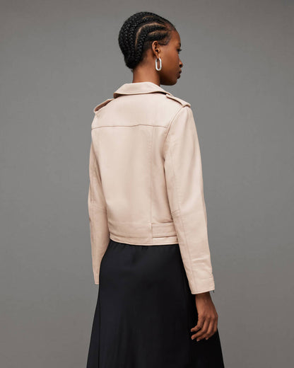 Balfern Belted Hem Leather Biker Jacket