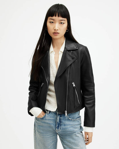 Dalby Slim Fit Leather Biker Jacket