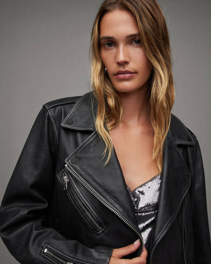 Billie Oversized Leather Biker Jacket