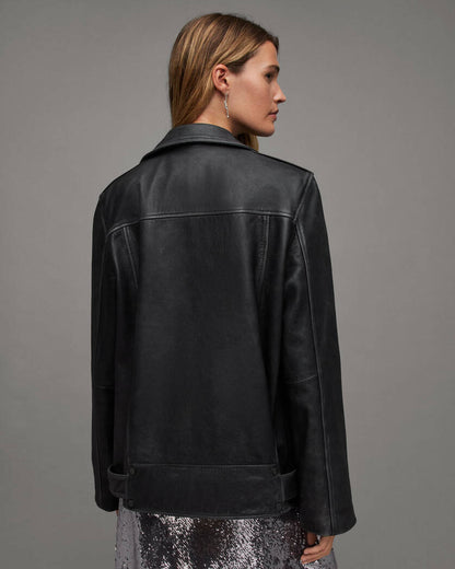 Billie Oversized Leather Biker Jacket