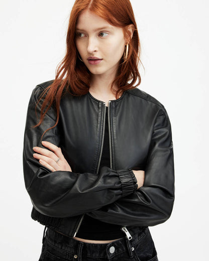 Everly Leather Bomber Jacket