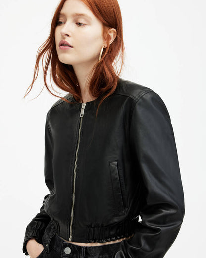 Everly Leather Bomber Jacket