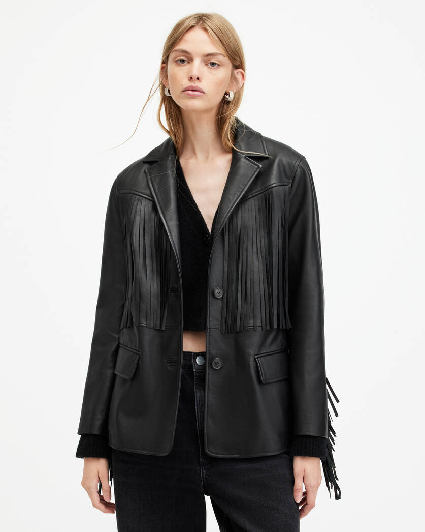 Corinna Tassel Leather Blazer