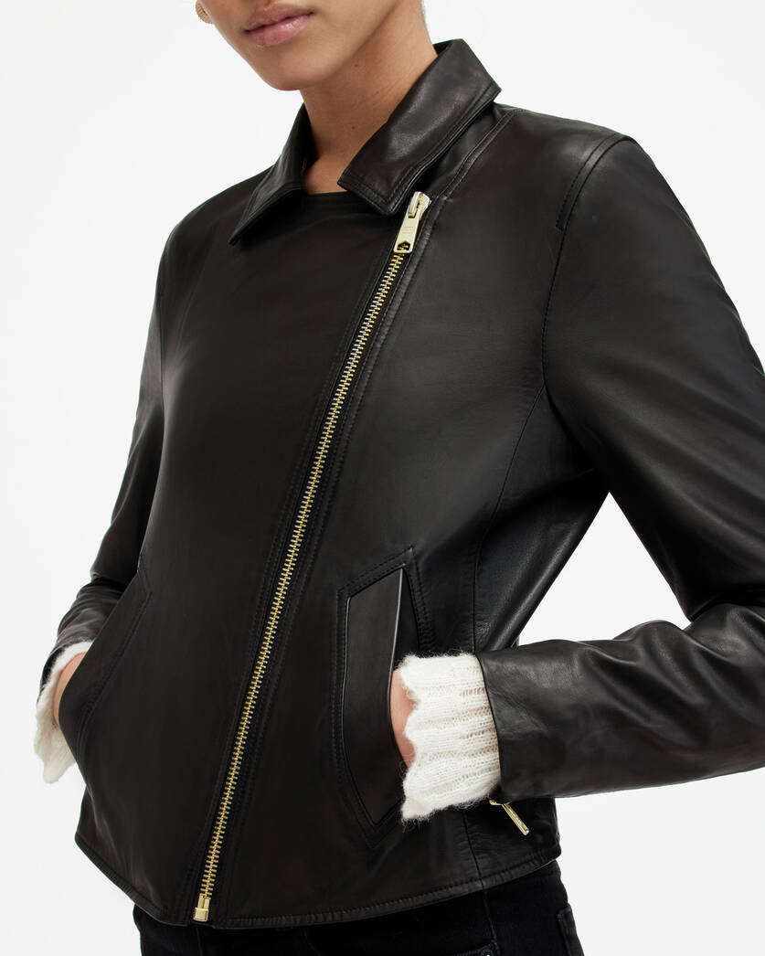 Vela Slim Fit Leather Biker Jacket