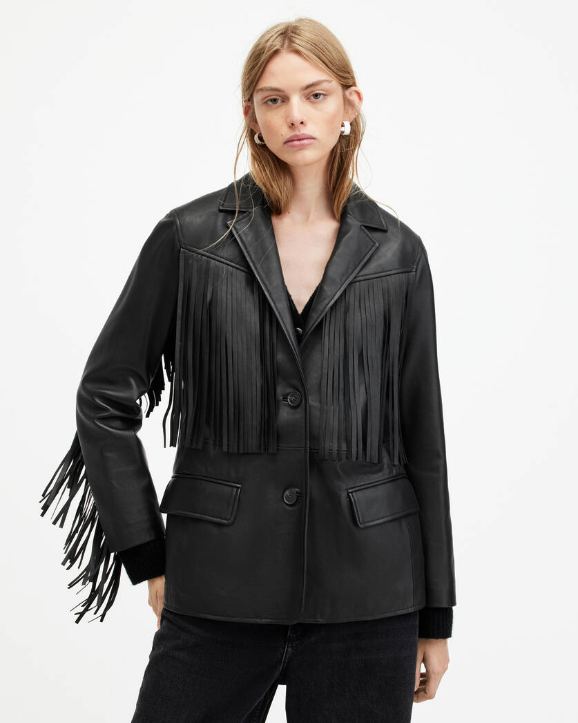 Corinna Tassel Leather Blazer