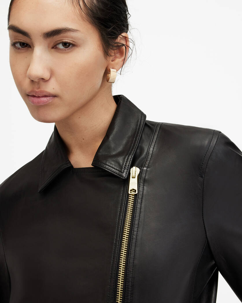 Vela Slim Fit Leather Biker Jacket