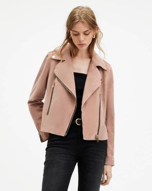 Beale Raw Edge Suede Biker Jacket