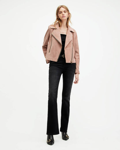 Beale Raw Edge Suede Biker Jacket