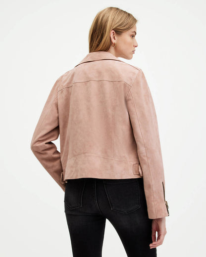 Beale Raw Edge Suede Biker Jacket