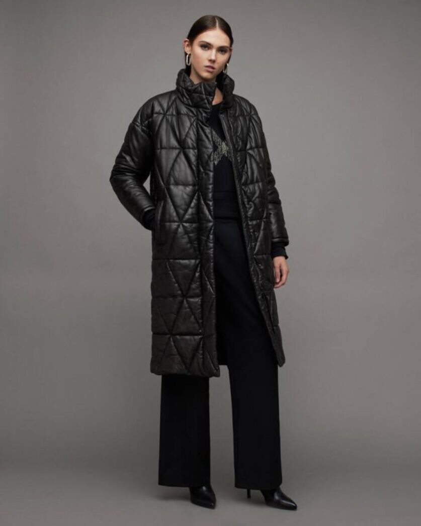 Bon Oversized Leather Puffer Coat