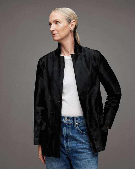 Corinna Atlas Leather Blazer