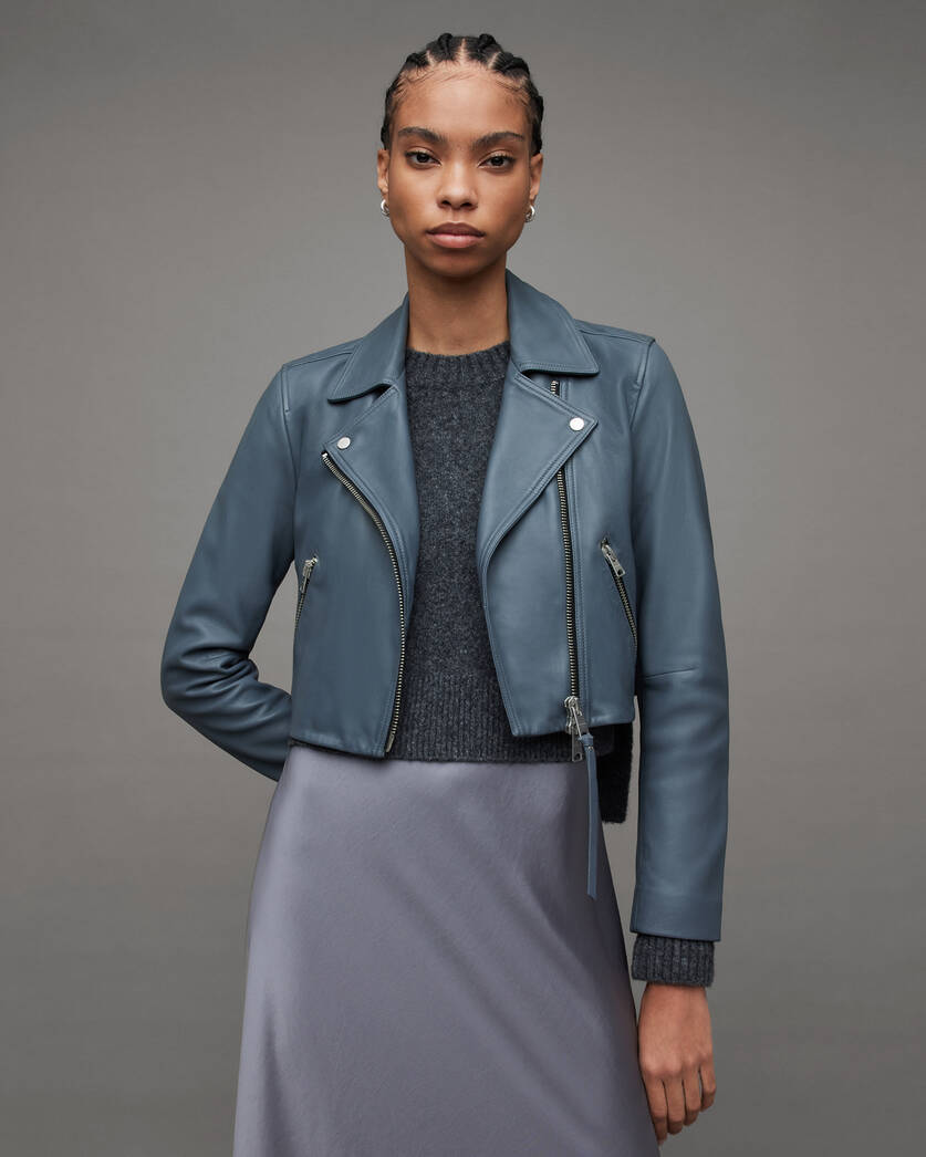 Dalby Cropped Slim Leather Biker Jacket