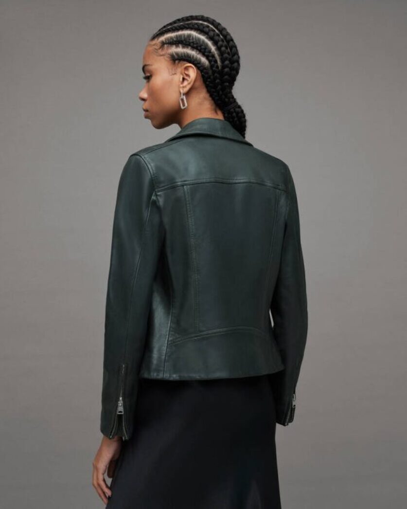 Sycamore Green Dalby Slim Fit Leather Biker Jacket